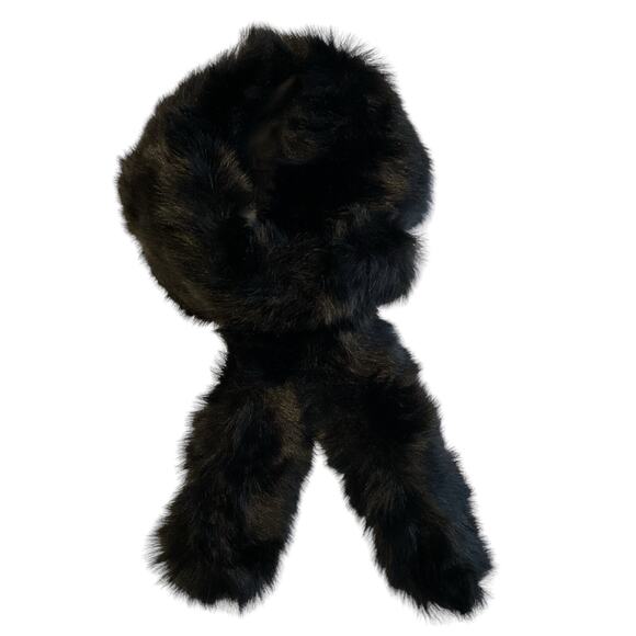 Black Scarf Soft Faux Fur Comfy Double Pull Through Scarf - Picture 3 of 5